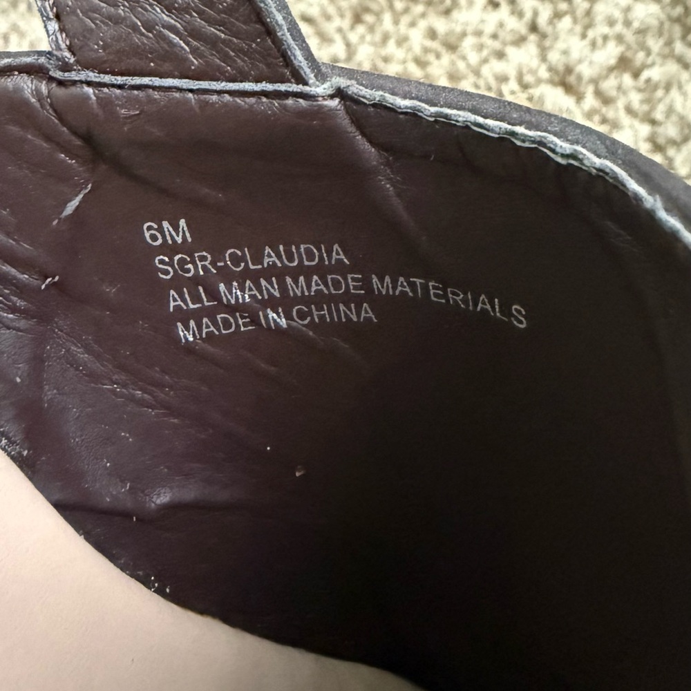 SUGAR Claudia Gold Studded Brown Faux Suede Slingback Heeled Clogs-Size 6M - Picture 10 of 10